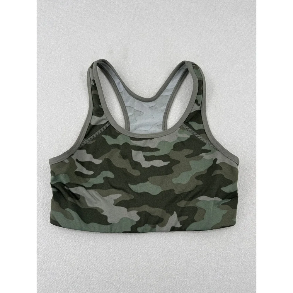 Victoria's Secret PINK Ultimate Unlined Sports Bra Green‎ Camo Racerback Medium